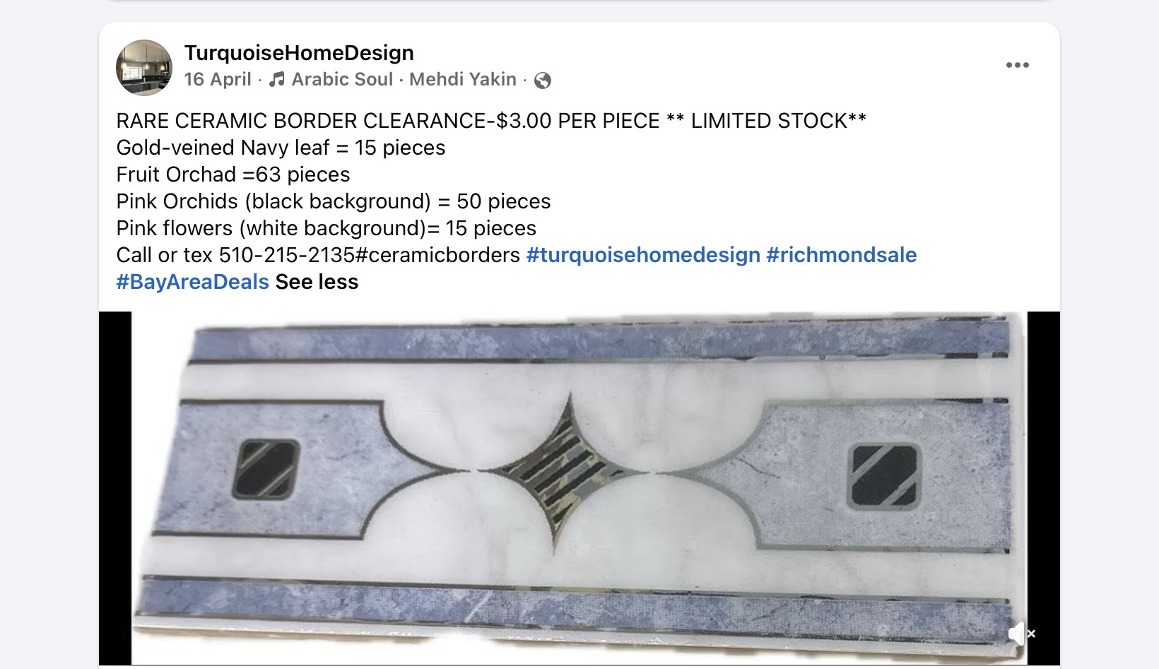 Clearance tile selection 30