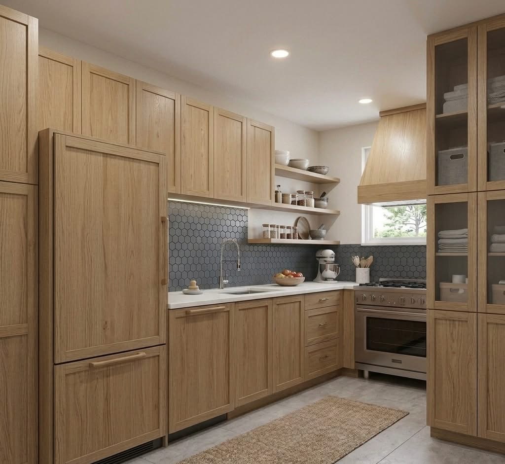 Wood kitchen cabinetry