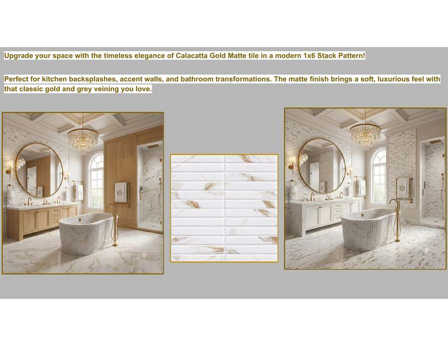 Calacatta Gold Matte 1x6 Stack